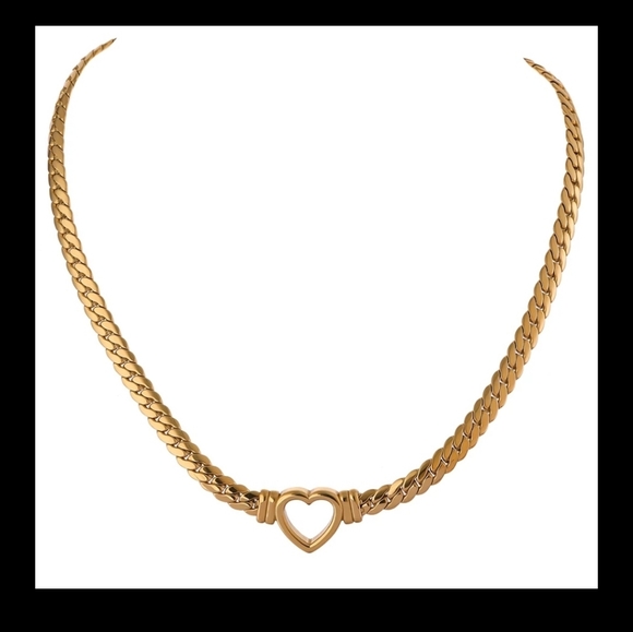 Gold Heart Choker Necklace - Picture 2 of 8
